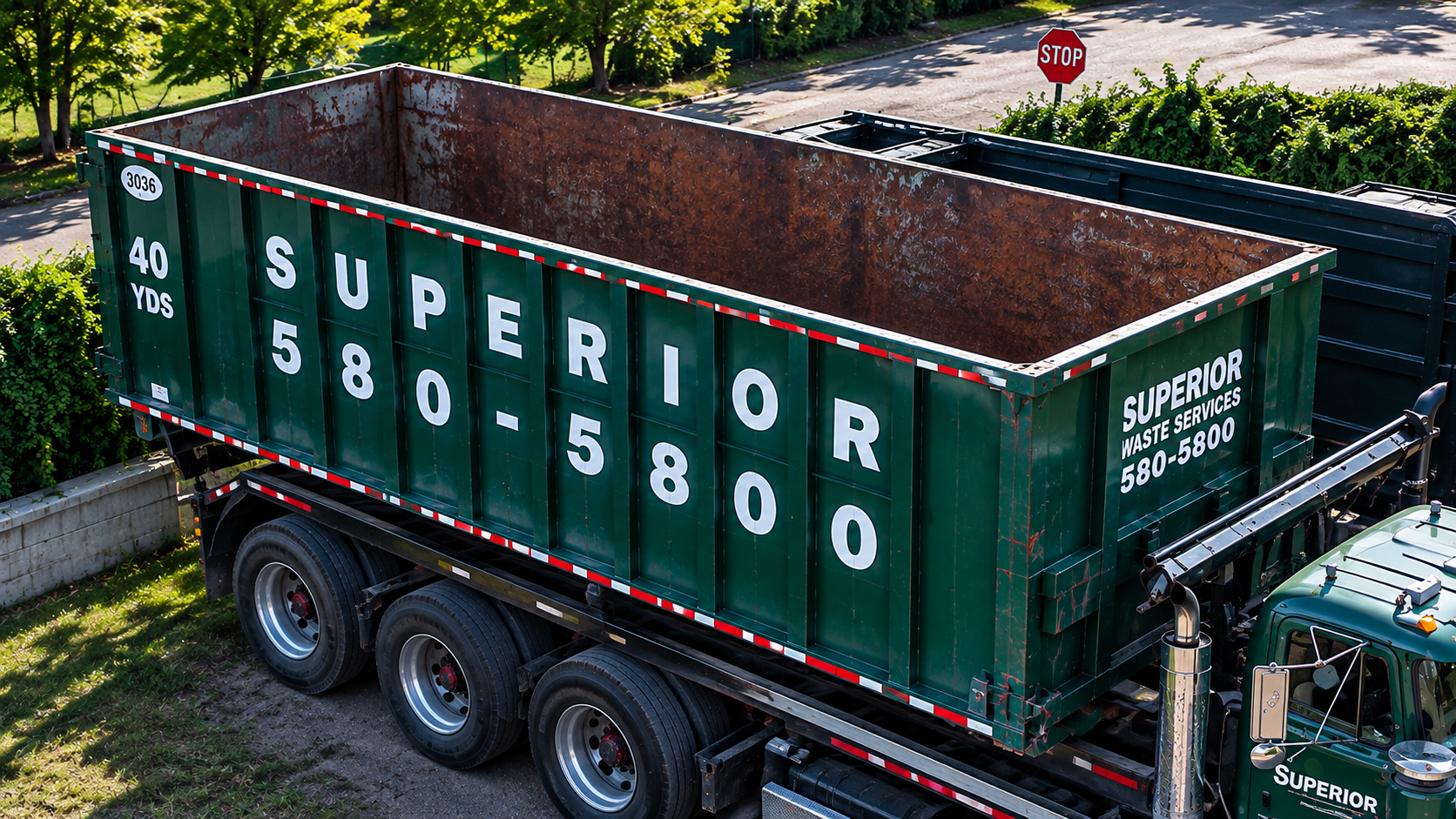 Superior Waste 40 yard roll-off dumpster at the Holbrook yard
