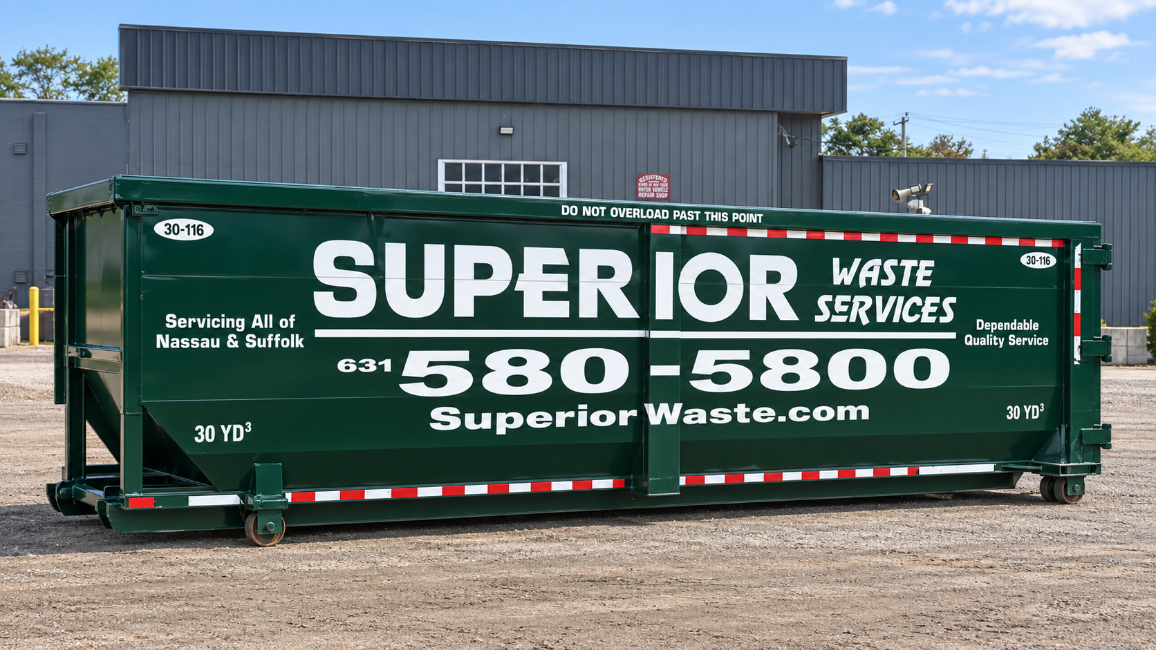 Superior Waste 30 yard roll-off dumpster at the Holbrook yard
