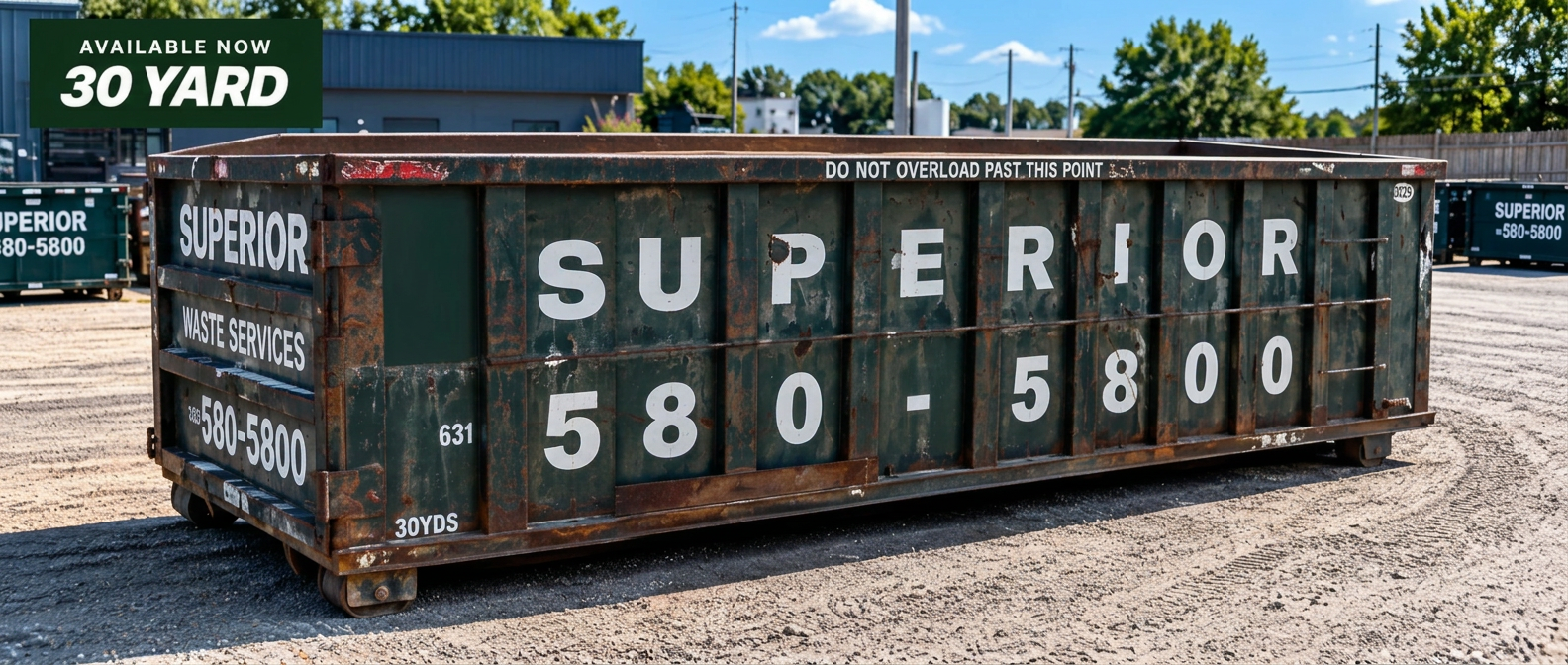 Superior Waste 30 yard roll-off dumpster at the Holbrook yard